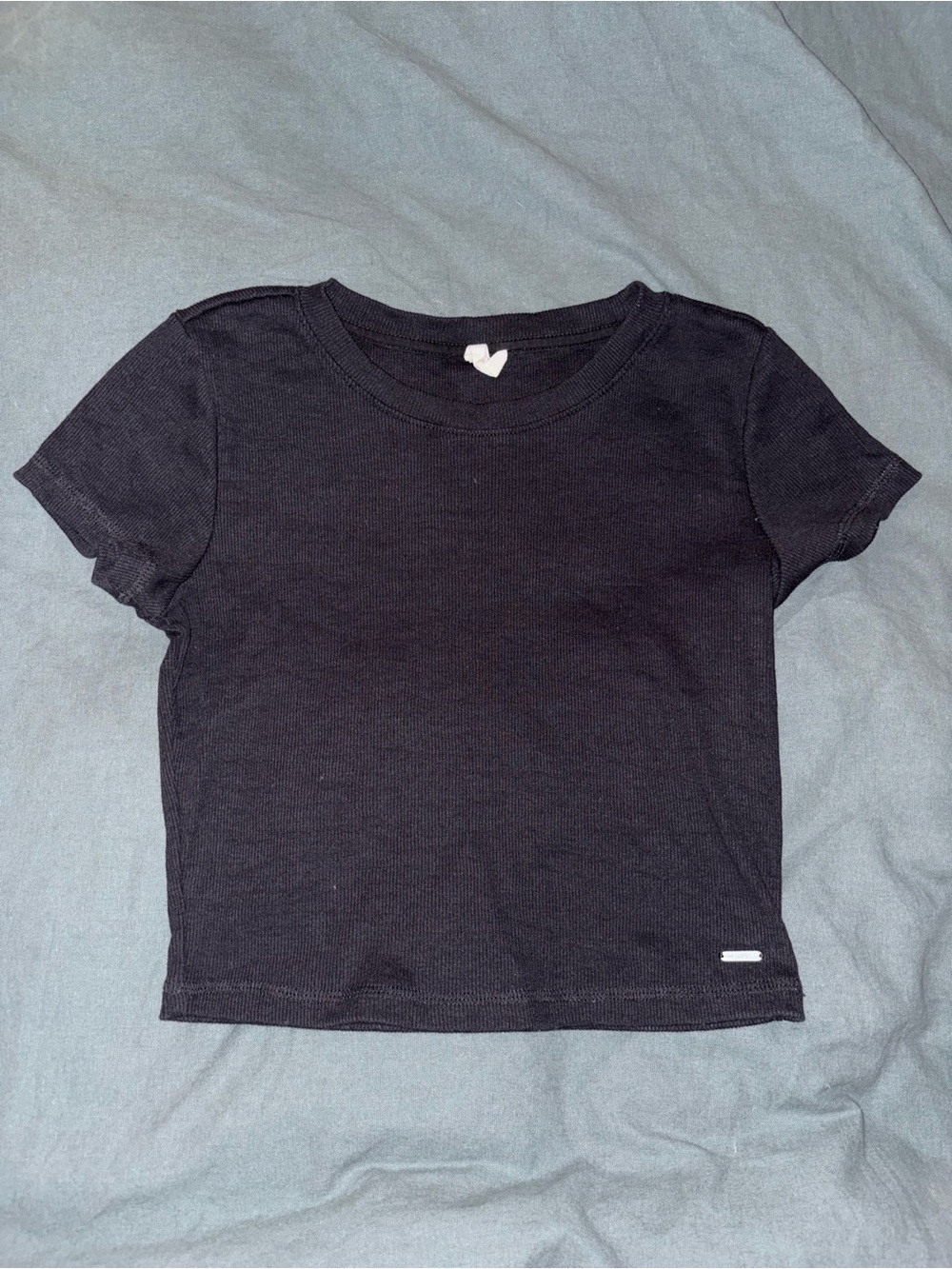 Women’s Black Ribbed Short Sleeve Tee